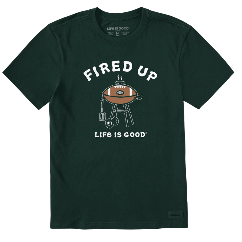Life Is Good Men's Fired Up Grill Short Sleeve Tee - Treeline Green