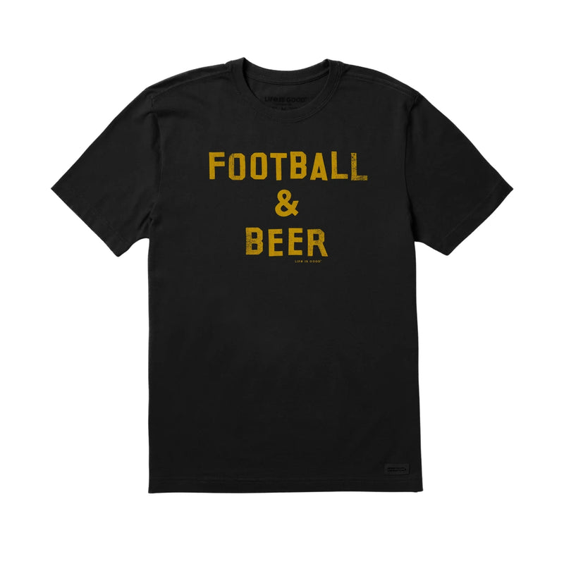 Life Is Good Men's Football Beer Short Sleeve Tee - Faded Black