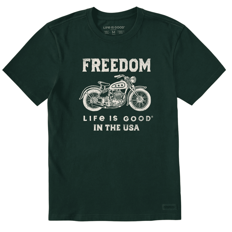 Life Is Good Men's Freedom Motorcycle Short Sleeve Tee - Treeline Green