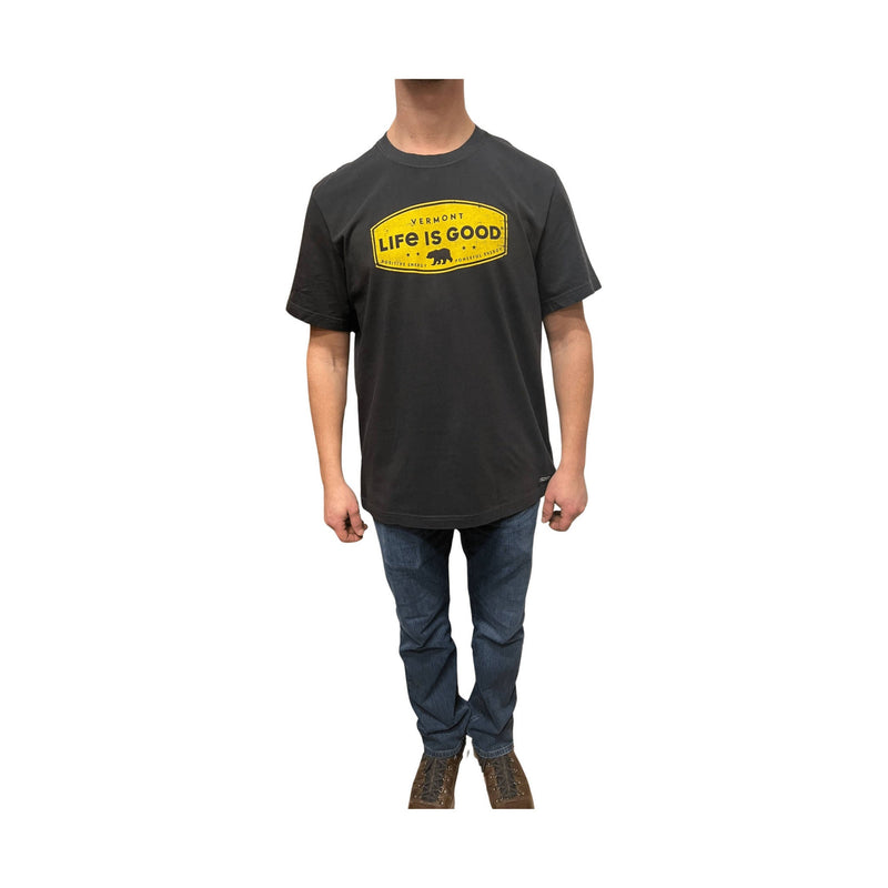 Life Is Good Men's Vermont Exclusive Bear Shape Tee - Black