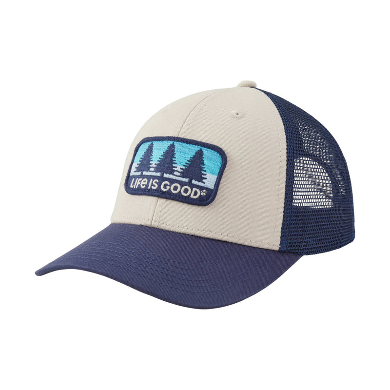 Life Is Good Three Pines Patch Trucker Hat - Birch White