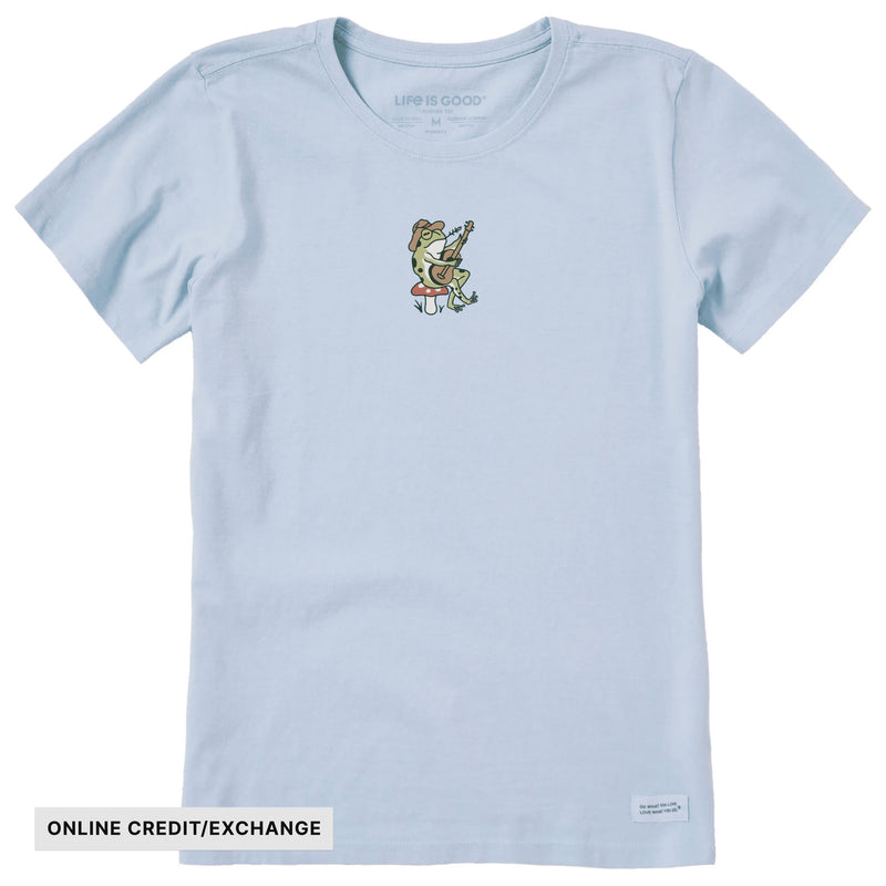 Life Is Good Women's Frog Guitar Short Sleeve Crusher Tee - Glacier Blue