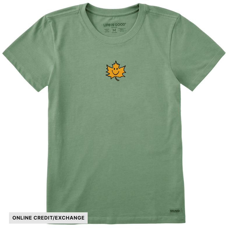 Life Is Good Women's Maple Smile Short Sleeve Crusher Tee - Granite Green