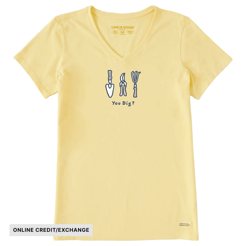 Life Is Good Women's You Dig? Short Sleeve Vee - Sandy Yellow