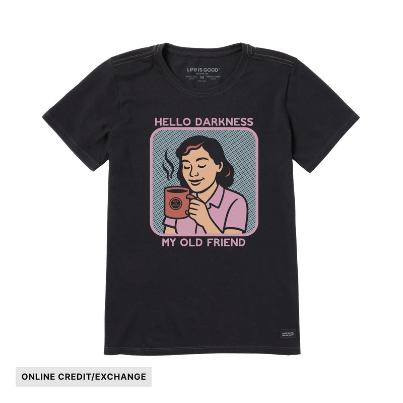 Life Is Good Women's Bert's Shirts Hello Darkness Short Sleeve Crusher Tee - Faded Black