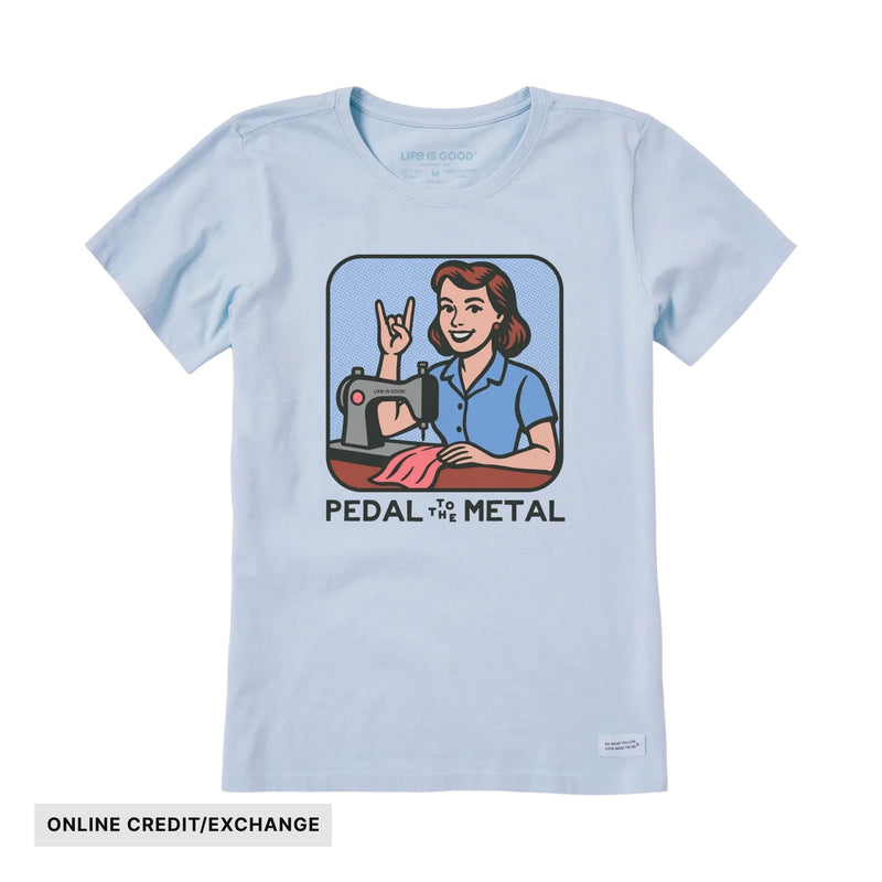 Life Is Good Women's Bert's Shirts Pedal To The Medal Short Sleeve Crusher Tee - Glacier Blue
