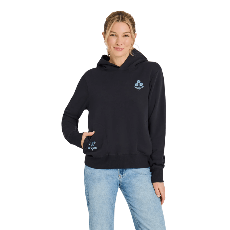 Life Is Good Women's Daisy Trio Good Vibes Fleece Hoodie - True Black