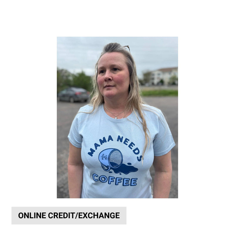 Life Is Good Women's Mama Needs Coffee Short Sleeve Crusher Tee - Glacier Blue