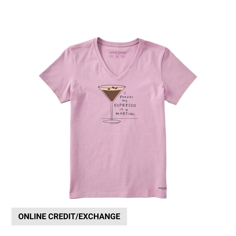 Life Is Good Women's Prefer my Espresso in a Martini Crusher LITE Tee - Violet Purple