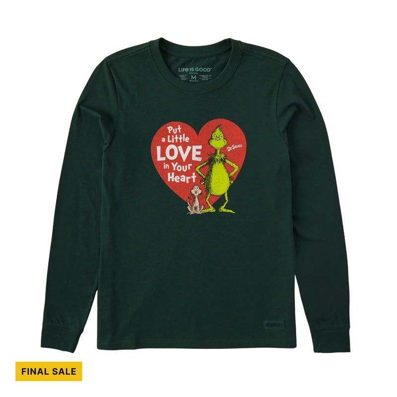Life Is Good Women's Put A Little Love Grinch Long Sleeve Crusher Tee - Green