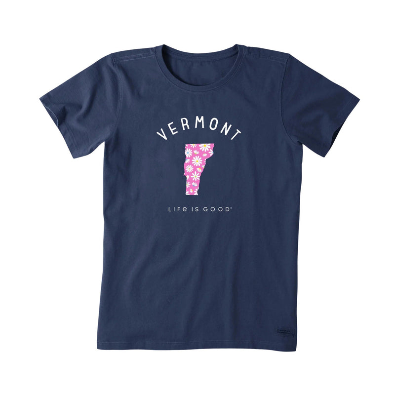 Life Is Good Women's Vermont Daisies Short Sleeve Crusher Tee - Darkest Blue