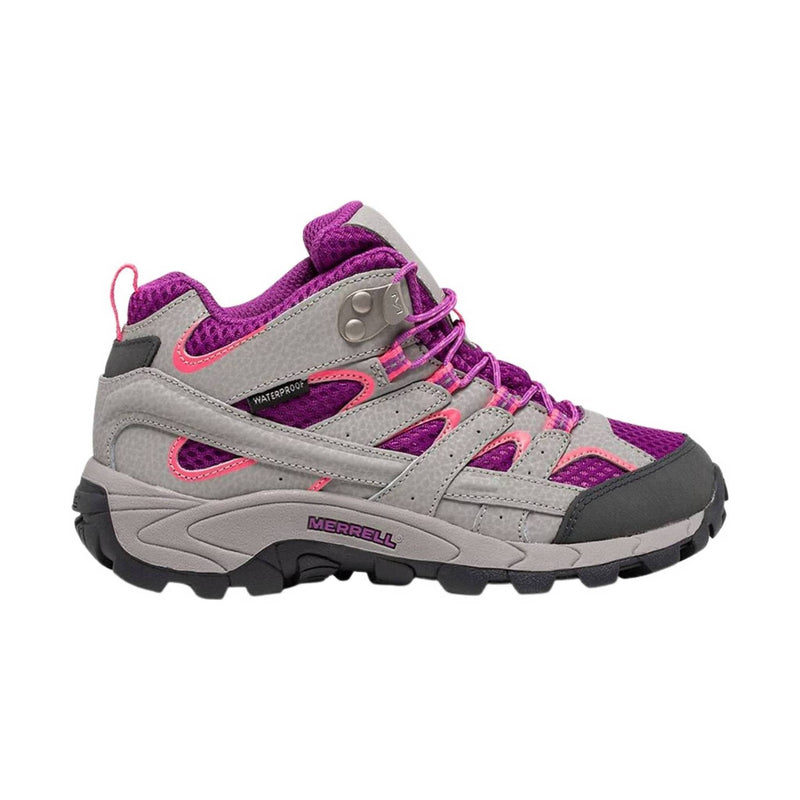 Merrell Kids' Moab 2 Mid Waterproof Boot - Paloma/Berry