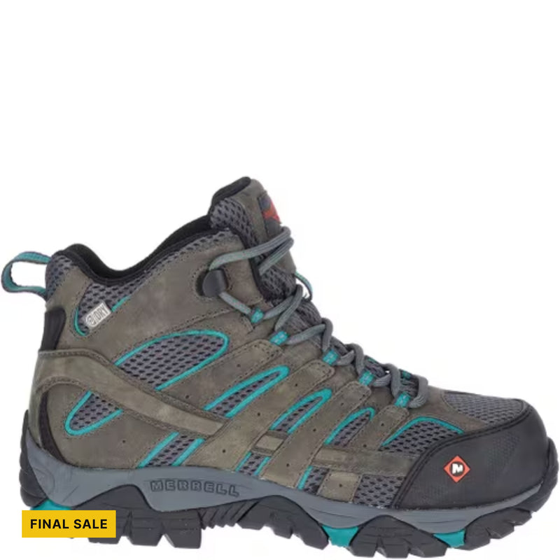 Merrell Women's Moab Vertex Mid Waterproof Composite Toe Work Boots - Pewter