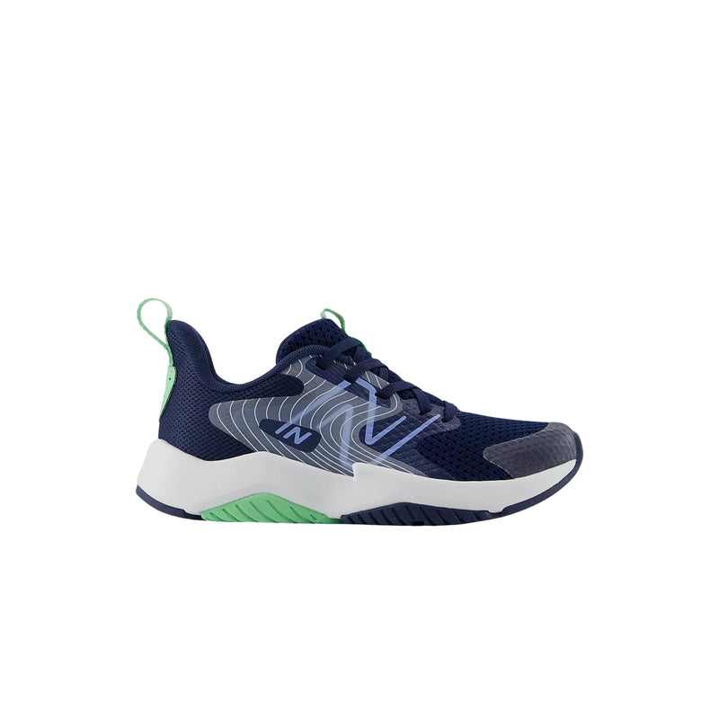 New Balance Little Kids' Rave Run v2 Shoes - NB Navy with Electric Sky and Sweetgrass