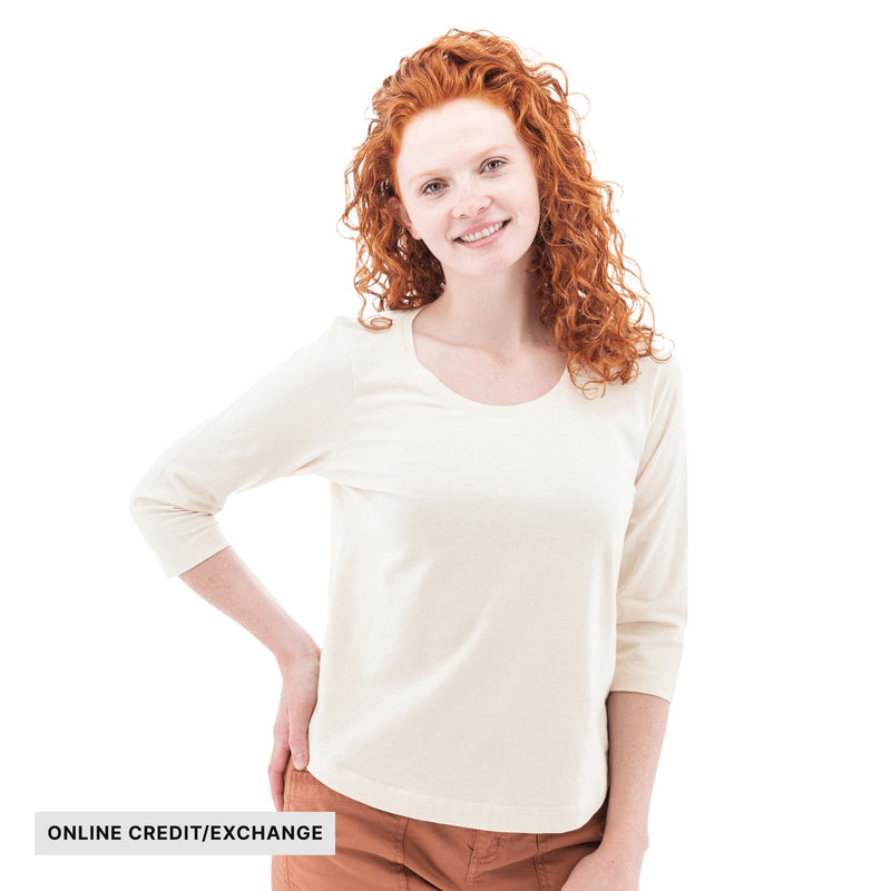 Old Ranch Women's Magnolia 25 Organic Three Quarter Sleeve Top - Egret