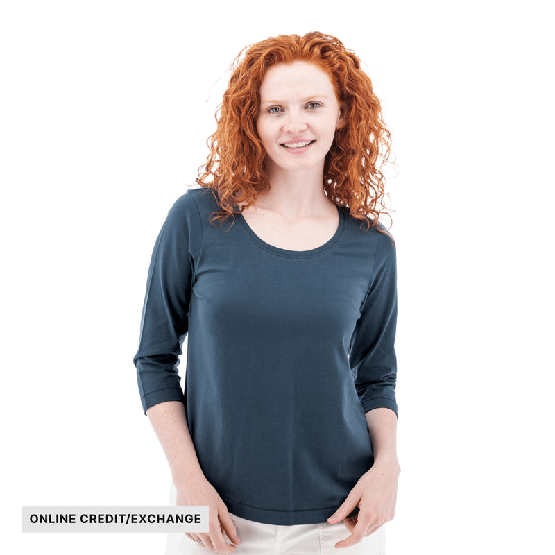 Old Ranch Women's Magnolia 25 Organic Three Quarter Sleeve Top - Midnight Navy