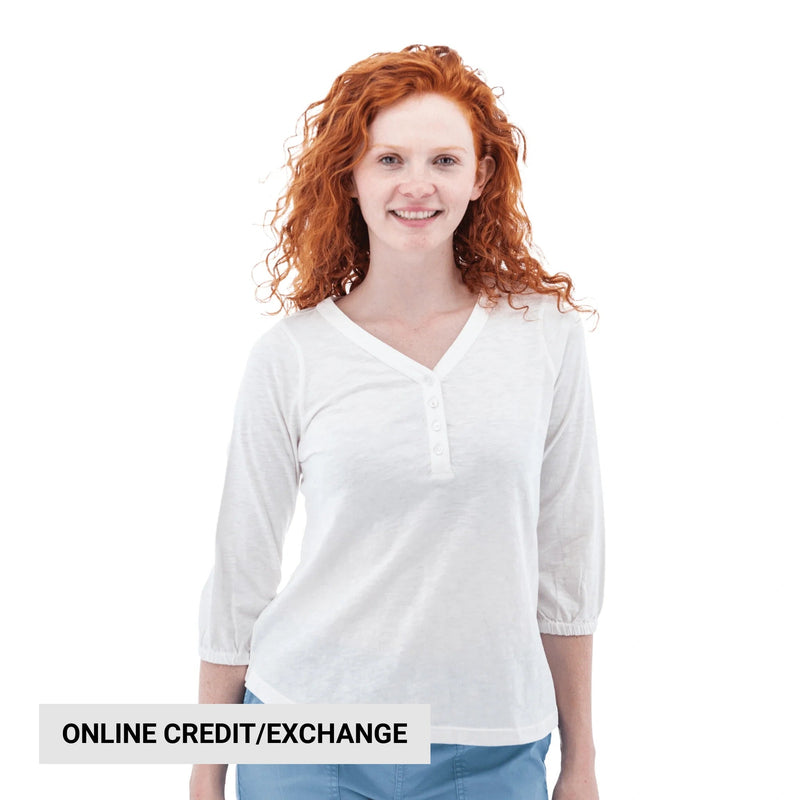 Old Ranch Women's Este Organic Cotton V Neck Henley Top - White