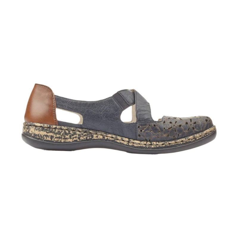 Rieker Women's Daisy H4 Shoes - Blue/Pazifik/Mogano
