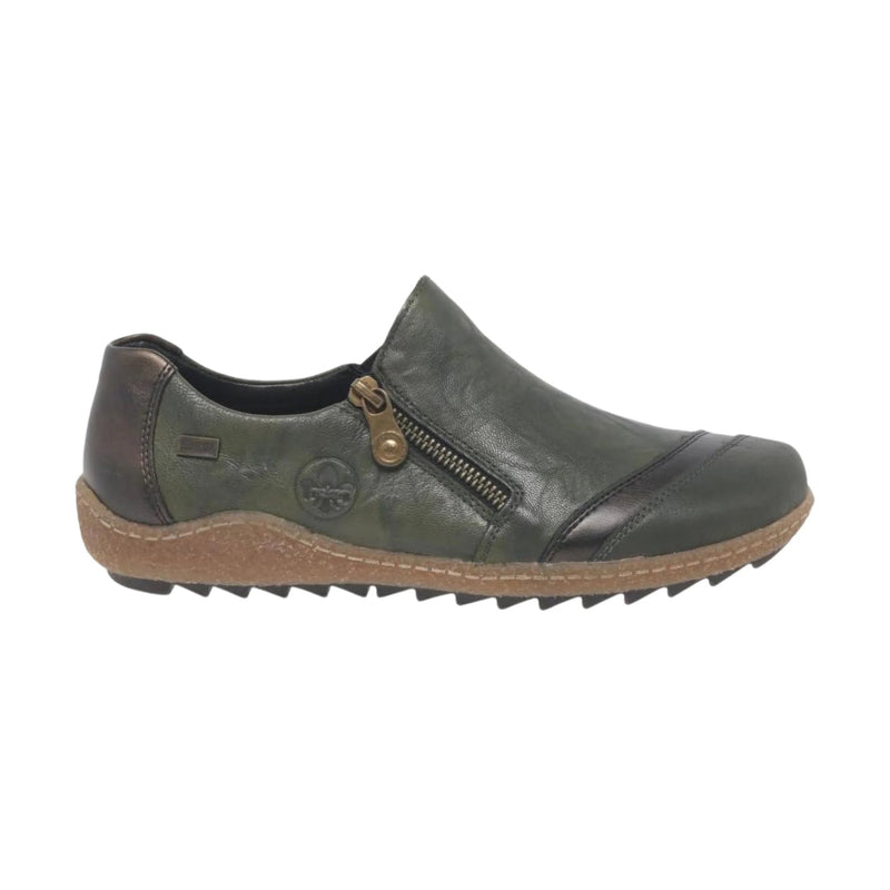Rieker Women's Liv Slip Zip Shoes - Forest
