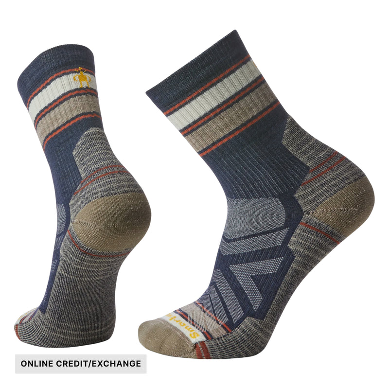 Smartwool Men's Hike Light Cushion Striped Mid Crew Socks - Deep Navy