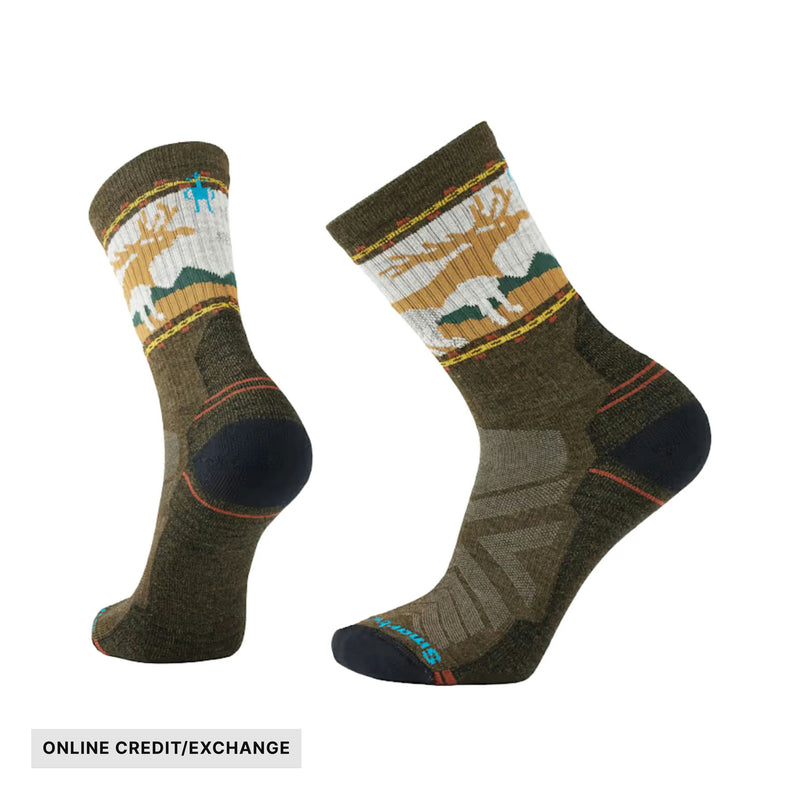Smartwool Men's Hike Mountain Moose Crew Socks - Military Olive