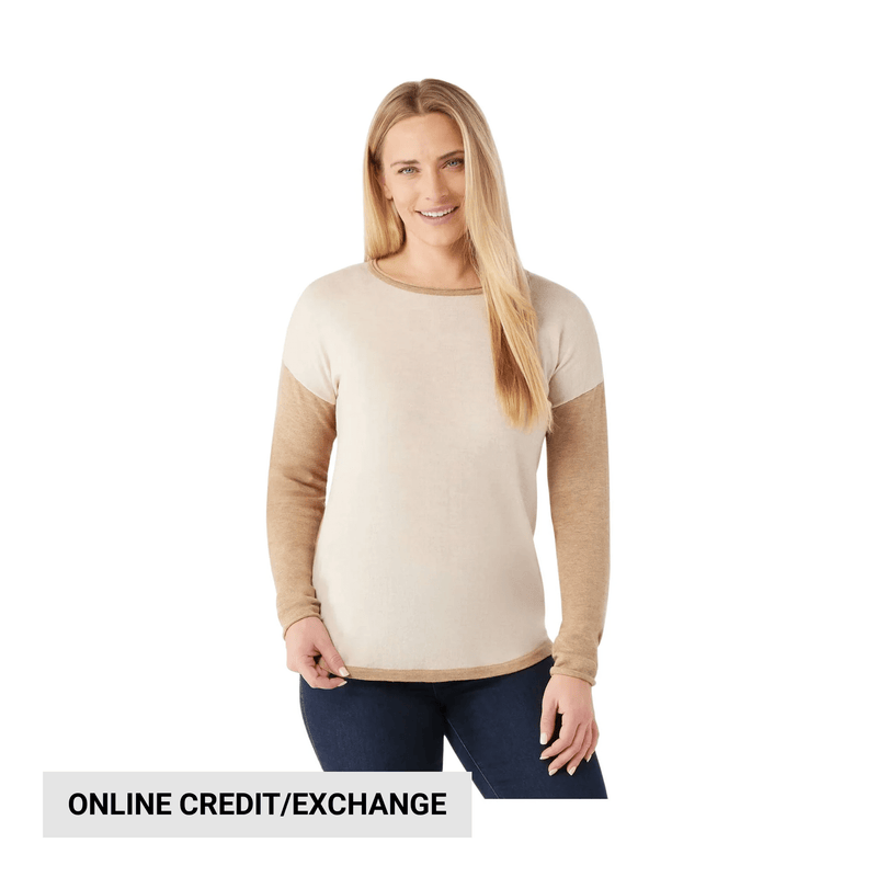 Smartwool Women's Shadow Pine Colorblock Crew Sweater - Almond Heather