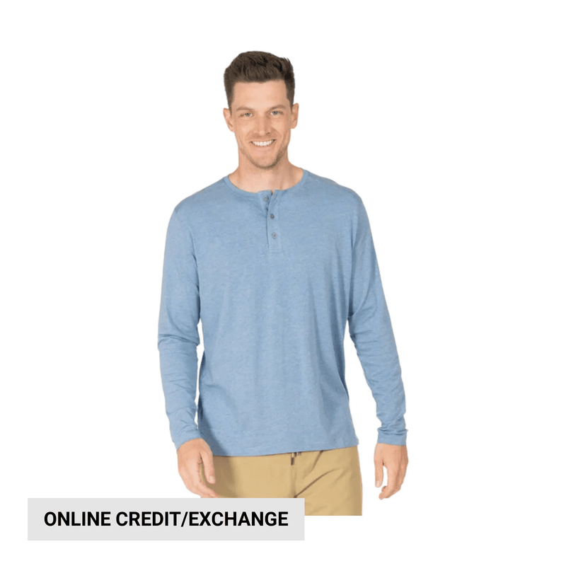 Tasc Men's Everywear Long Sleeve Henley - Chambray Heather