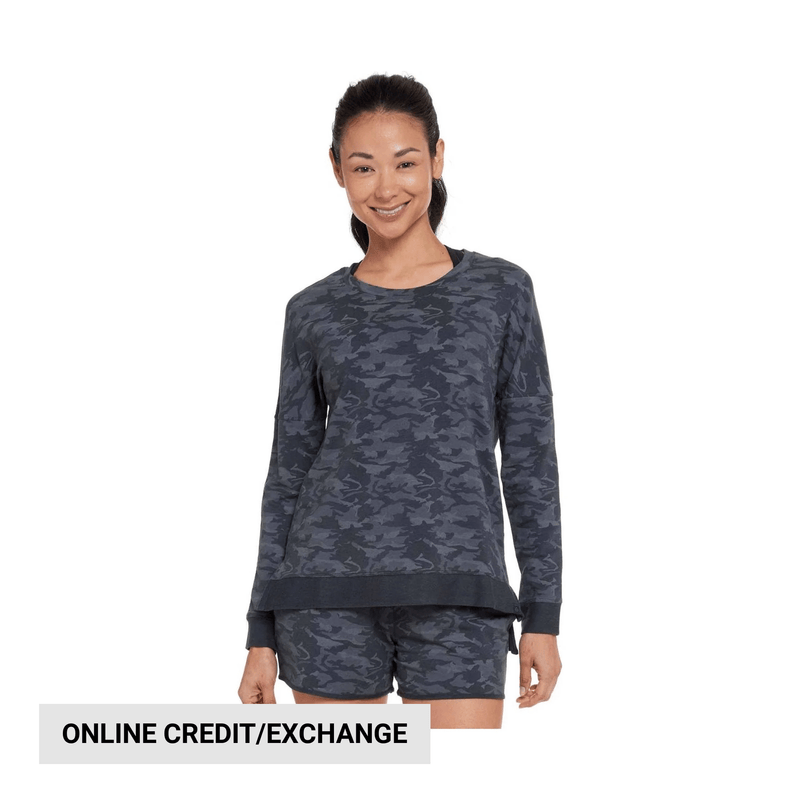 Tasc Women's Riverwalk French Terry Casual Sweatshirt - Gunmetal Camo