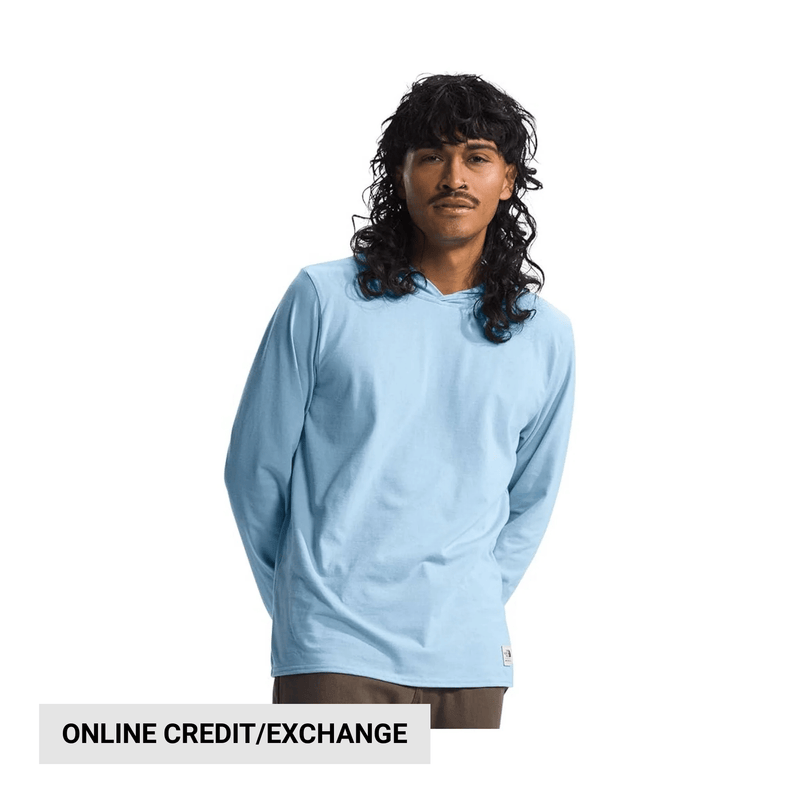 The North Face Men's Long Sleeve Heritage Patch Hoodie - Steel Blue Heather