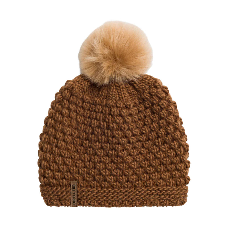 Turtle Fur Snowfall Pom Beanie - Camel