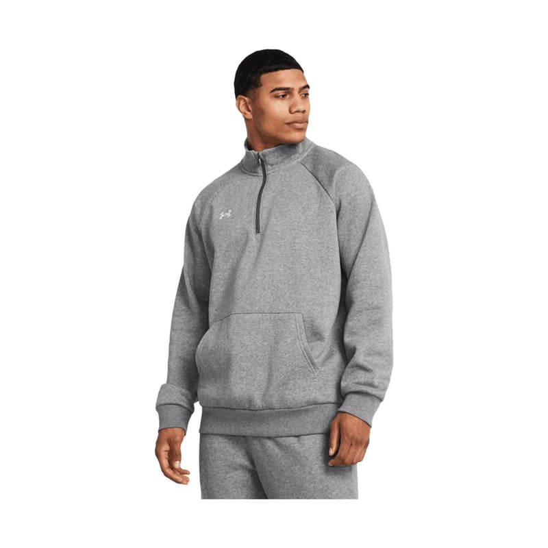 Under Armour Men's Rival Fleece Quarter Zip - Castlerock Light Heather/White