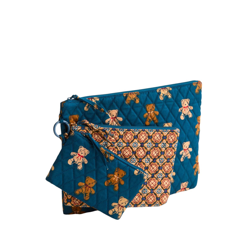 Vera Bradley 3 Pouch Organizer Set - Bunch Of Bears In Premium Cotton