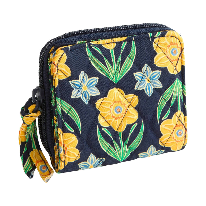 Vera Bradley Small Zip Around Wallet - Daffodils In Premium Cotton