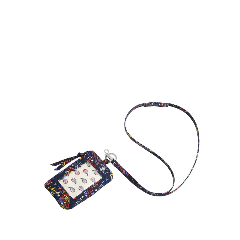 Vera Bradley Zip ID Pouch With Breakaway Lanyard - Starry Paisley In Premium Cotton