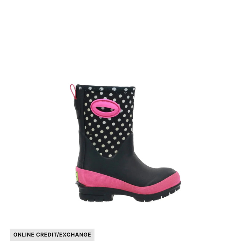 Western Chief Kids' Chloe Dot Lined Neoprene Cold Weather Boots - Black/Pink