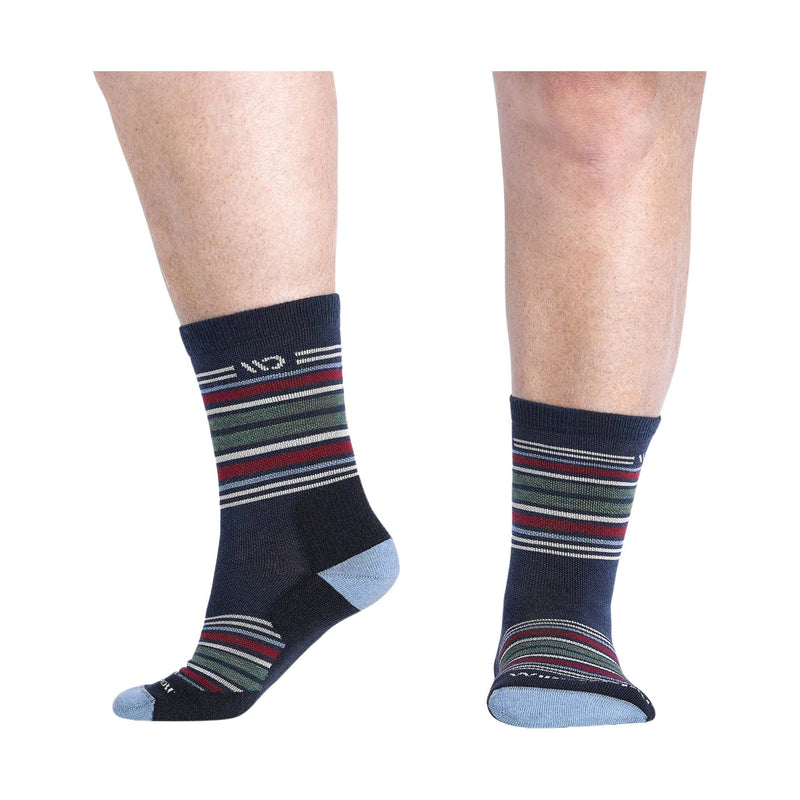 Wide Open Men's Multi Stripe Cushioned Micro Crew Socks - Eclipse