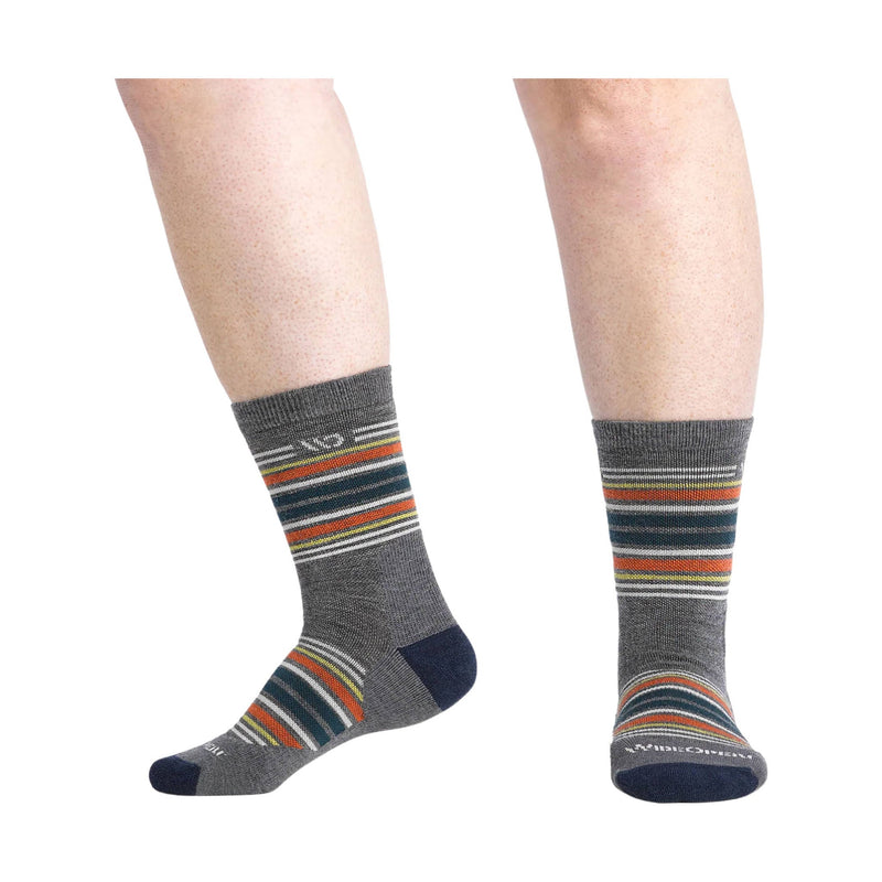 Wide Open Men's Multi Stripe Cushioned Micro Crew Socks - Gray