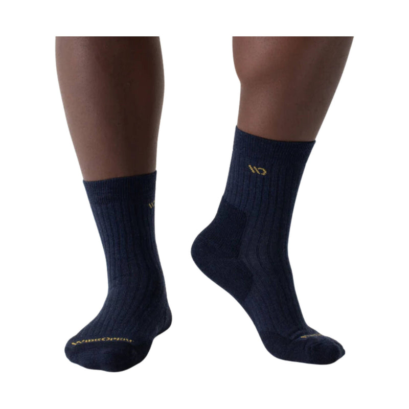 Wide Open Men's Solid Cushioned Micro Crew Socks - Denim