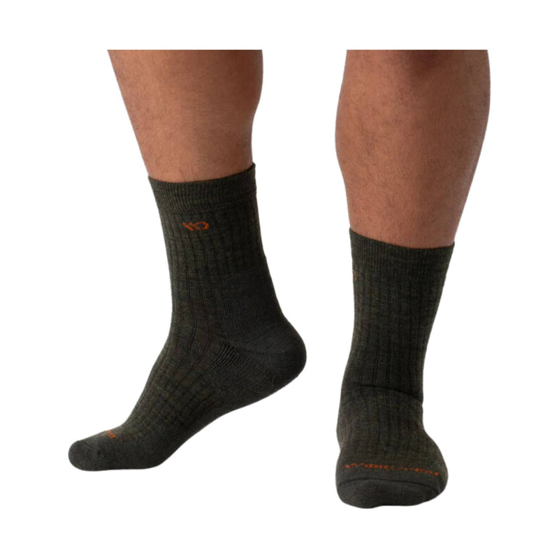 Wide Open Men's Solid Cushioned Micro Crew Socks - Forest