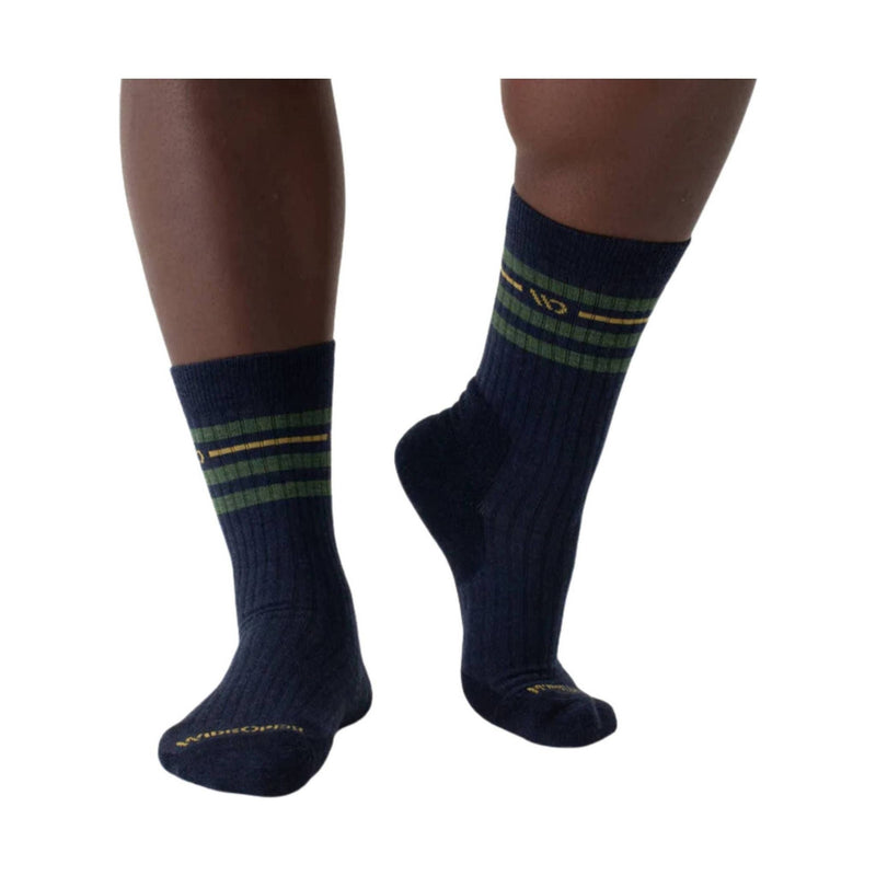 Wide Open Men's Vintage Stripe Cushioned Crew Socks - Denim
