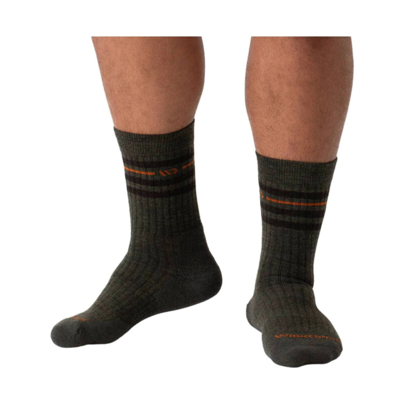 Wide Open Men's Vintage Stripe Cushioned Crew Socks - Forest