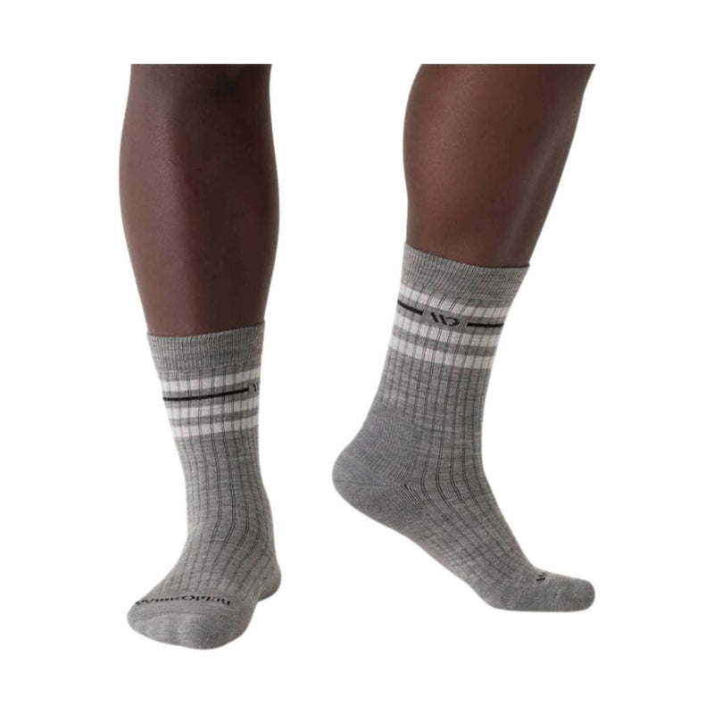 Wide Open Men's Vintage Stripe Cushioned Crew Socks - Light Gray