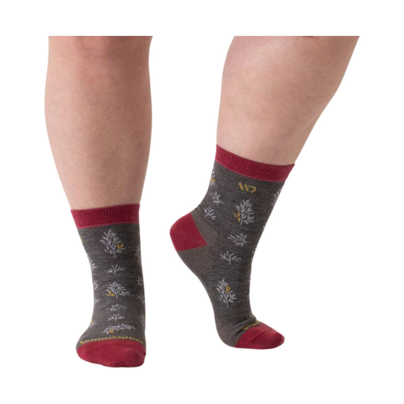 Wide Open Women's Foliage Lightweight Micro Crew Socks - Taupe