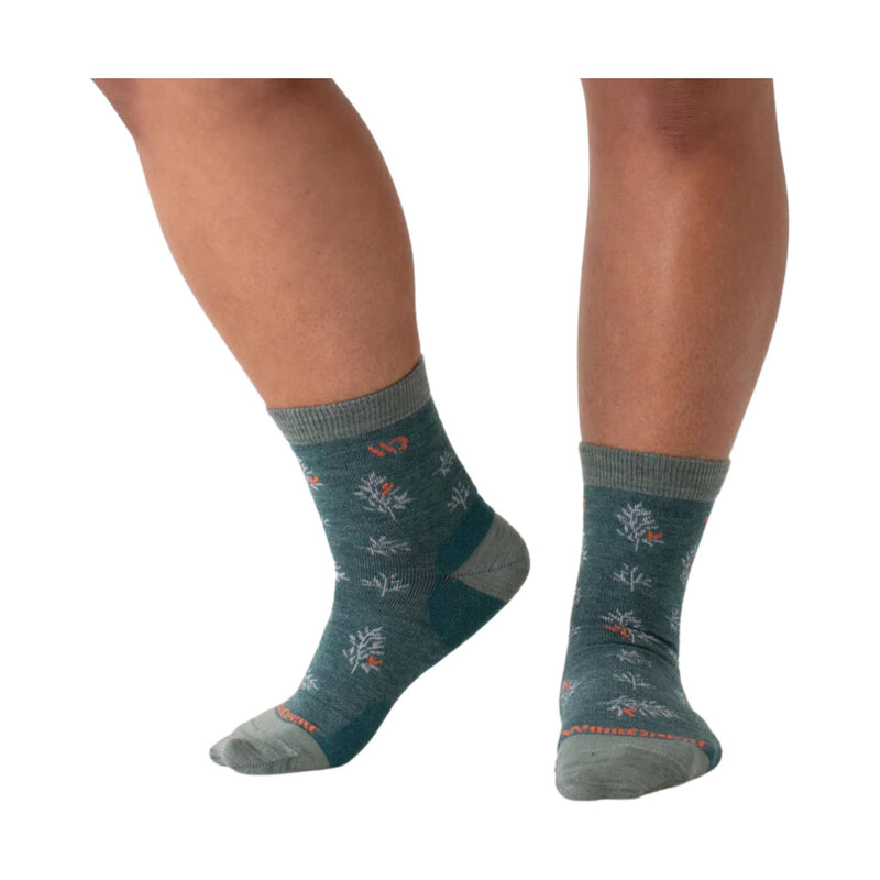 Wide Open Women's Foliage Lightweight Micro Crew Socks - Teal