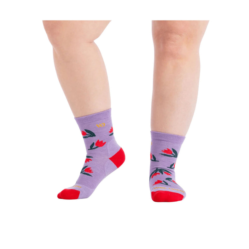 Wide Open Women's Full Bloom Cushioned Micro Crew Socks - Tulip Purple