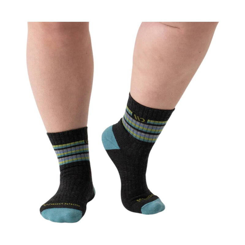 Wide Open Women's Multi Stripe Cushioned Micro Crew Socks - Charcoal