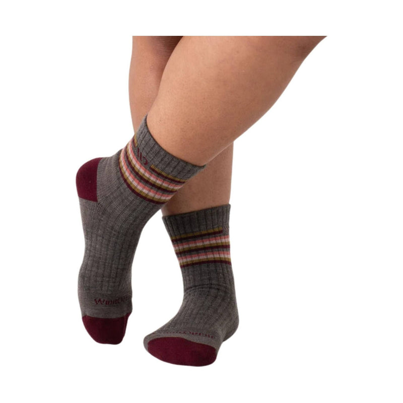 Wide Open Women's Multi Stripe Cushioned Micro Crew Socks - Taupe