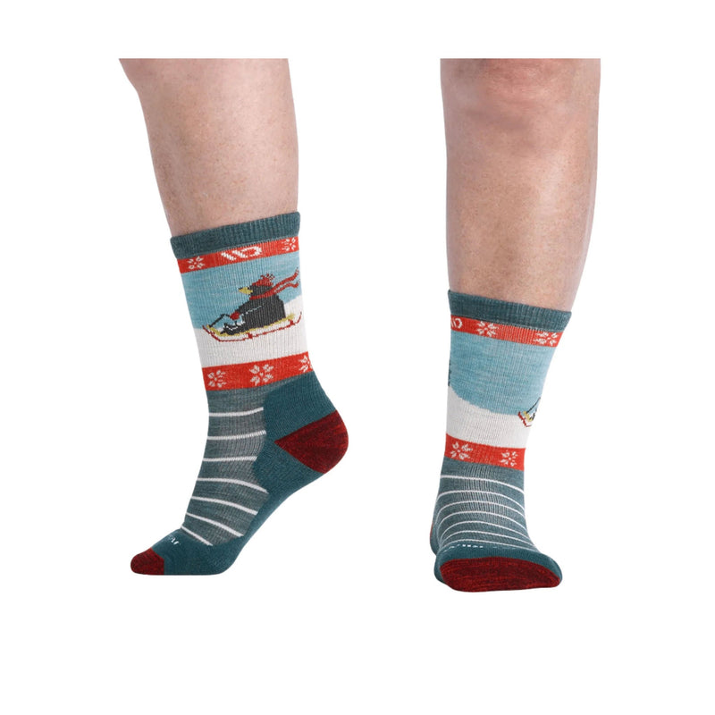 Wide Open Women's Sleigh All Day Cushioned Crew Socks - Teal