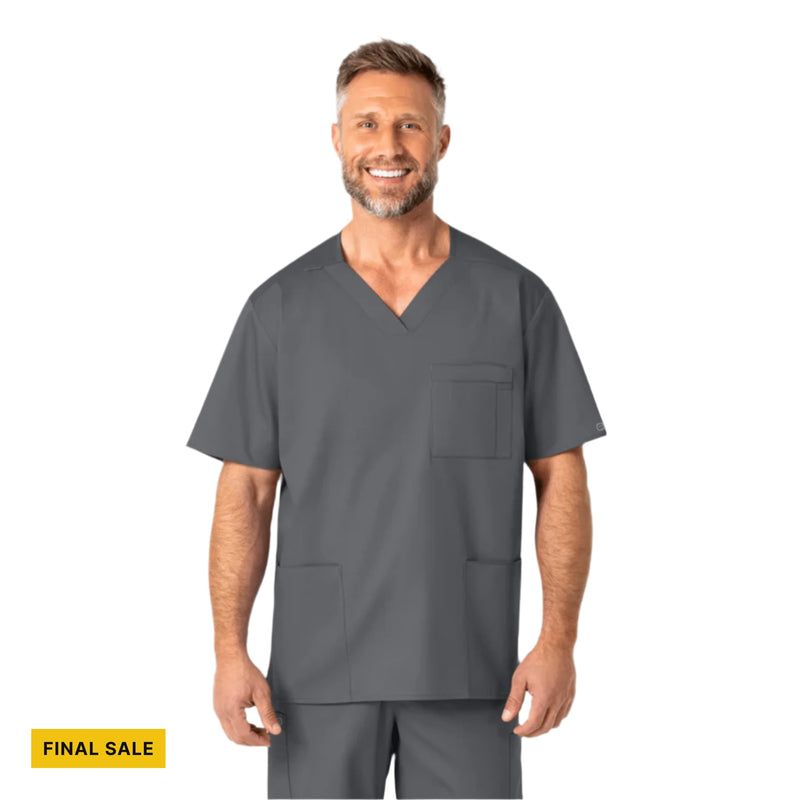 Wink Men's V Neck Scrub Top - Pewter