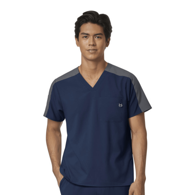 Wink Men's Color Block Scrub Top - Navy